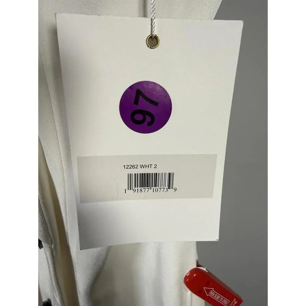 Mac Duggal One Sleeve Tuxedo Dress White Size 2 NWT - Picture 6 of 11